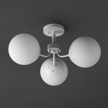 Olivier 23.5" 3-Light Bohemian Farmhouse Iron/Frosted Glass LED Semi Flush Mount - JONATHAN Y